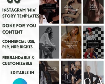 Instagram 'MIA' Story Templates, Canva Social Media Templates, Instagram Story Posts, PLR MRR, Editable Canva Template, Master Resell Rights