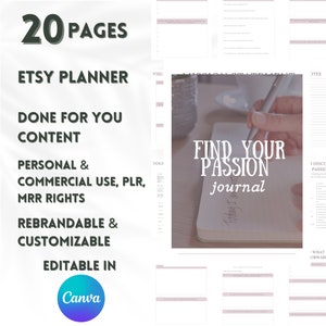 Find Your Passion Journal, MRR, Done For You Ebook, Digital Product Planner, Digital Business Handbook, Online Business,Master Resell Rights