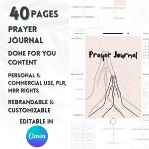 MRR Prayer Journal Printable, Bible Study Guide, Digital Bible Study Journal, Reflection Notes, Daily Prayer Planner, Plr Digital Planner