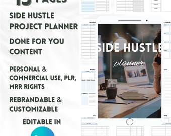 Side Hustle Projektplaner, Master Wiederverkaufsrechte, Done For You Ebook, Digitales Business Handbuch, Online Business, Side Hustle Planer