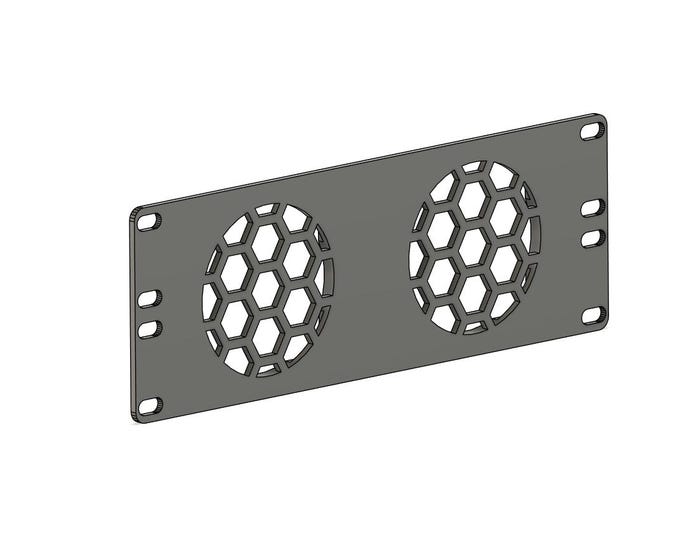 2U 10-Inch Rack Mount for Dual 80mm Fans – Brass Inserts Installed