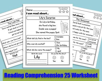 Reading Comprehension Worksheet: Stories with Questions for Grades 1-3 (PDF)