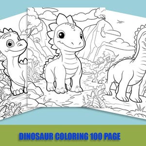Dinosaur Coloring Book: 100 Printable Dinosaur Drawing Sheets (PDF)