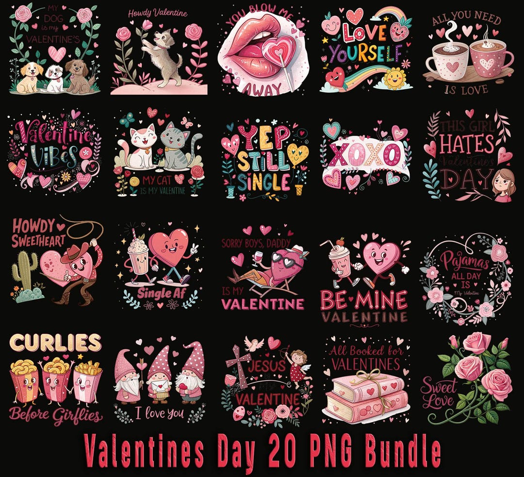 Retro Valentine PNG Bundle: Funny Valentine's Quotes (digital Download ...