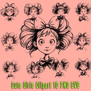 Cute Girl Clipart, Girls Clipart, Children Clipart, Chibi Girl Clipart, Cute Kids Clipart, Little Girl PNG, Girl Watercolor Clipart