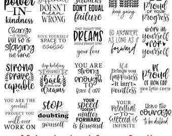 Boho Inspirational Quotes SVG PNG Bundle: Self Love, Mental Health (Digital Download)