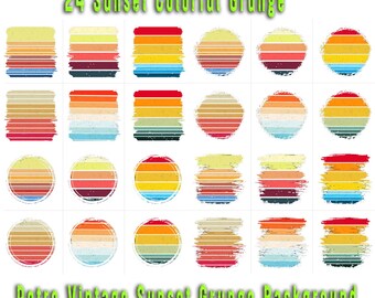 Retro Sunset Graphics Bundle: Vintage Palm Tree Designs Digital Download