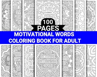 100 Motivational Coloring Pages | Motivational Quotes Coloring | Relaxing Stress Relief | Printable Adult Coloring Page | Instant Download