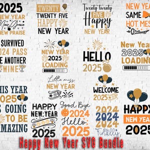 Happy New Year 2025 SVG Bundle: T-Shirt Designs (Digital Download)