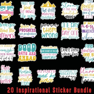 Inspirational Quotes Sticker Png Svg Bundle, Inspirational Quotes, Printable Stickers, Positive Affirmations, Self Love svg, Mental Health