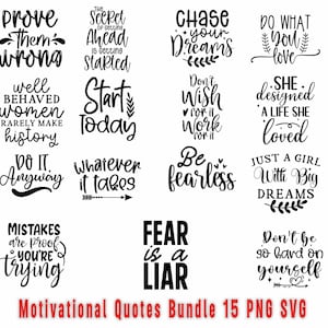 Motivational Svg Bundle, Positive Quote svg, Affirmation svg, Cute Inspirational svg, Saying Svg, Png Files, Funny Quotes cut files