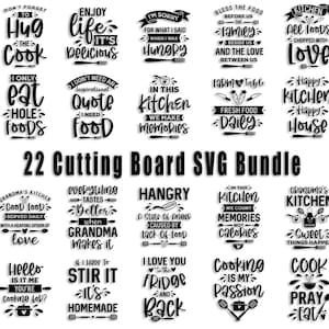 Paquete SVG con frases divertidas sobre tablas de cortar: Diseños de cocina y repostería (descarga digital)
