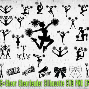 Cheerleader SVG Bundle: Cheer Team Silhouette Cut Files (Digital Download)