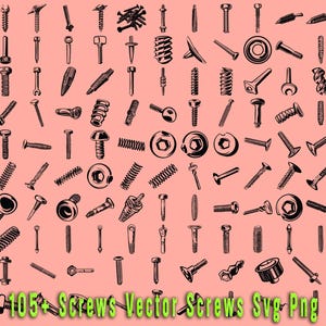Screw Set Svg, bolts and screws svg, Screw silhouette, Screw cut file for cricut, Screw clipart, Screw tools svg, bolt and nail svg