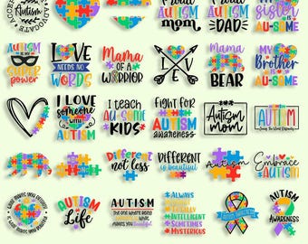 Autism Awareness SVG Bundle: Quotes & T-Shirt Designs (Digital Download)