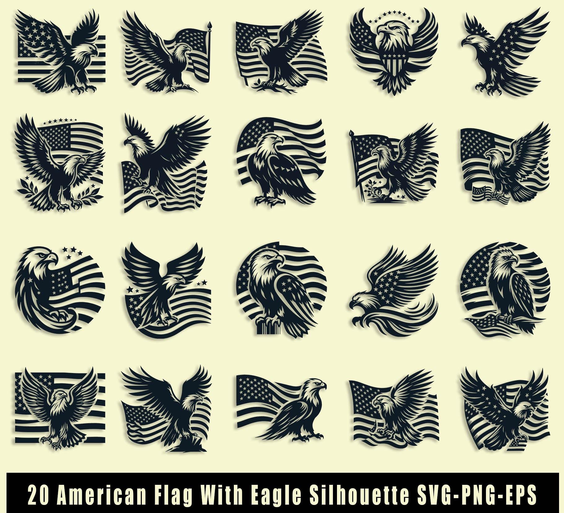 American Flag Eagle SVG Bundle: Patriotic 4th of July Design (digital ...