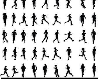 Runners Silhouette Vector: Black Running Clip Art (SVG, PNG, EPS)