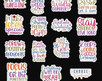 Positive Quotes Stickers: GoodNotes Planner, Inspiring Sayings (Digital Download)