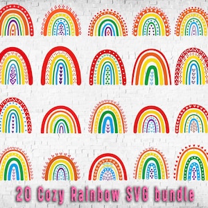 Boho Rainbow SVG Bundle: Layered Heart Rainbow Clipart (Digital Download)
