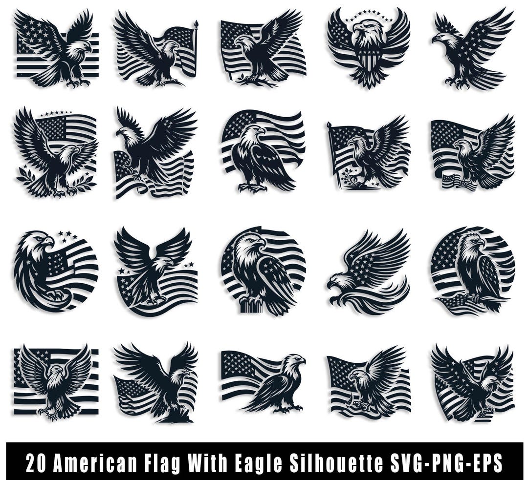 American Flag Eagle SVG Bundle: Patriotic 4th of July Design (digital ...