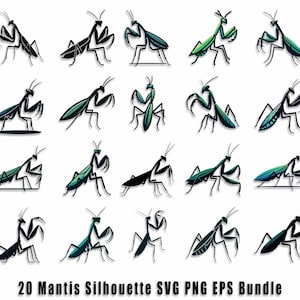 Praying Mantis Svg Bundle, Praying Mantis Silhouette, Mantis Svg Vector Icon, Insects Line Art Clipart Png, Praying Mantis Outline Cut Files