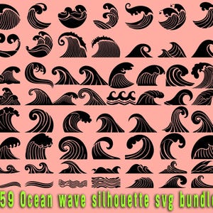 Ocean wave silhouette svg bundle Tropical Waves SVG PNG Bundle Icon Water SVG Pack, Cricut Silhouette Files for Laser Cutter wave clipart