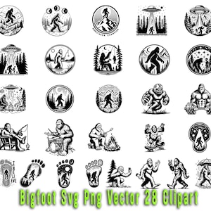 Bigfoot Clipart Bundle: Sasquatch Vector Sign, Camping Adventure (Digital Download)