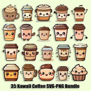 Kawaii Coffee Clipart, Cute Coffee Clipart, Cute Drinks Clipart, Cute Food Clipart, Kawaii Food Clipart, Food Pairs Clipart