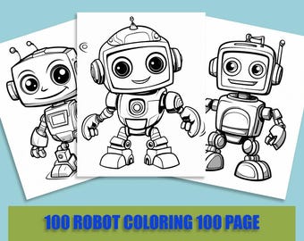 Robot Coloring Book: 100 Printable Robot Drawing Sheets (PDF)