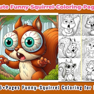 Può includere: Un libro da colorare con un cartone animato di uno scoiattolo con occhi grandi e un'espressione sorpresa. Il libro ha più di 65 pagine di illustrazioni di scoiattoli divertenti da colorare per i bambini.