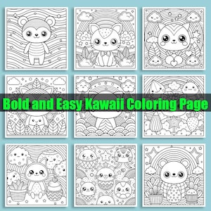 Kleurplaten Kawaii-dieren: 50 gewaagde en gemakkelijke ontwerpen (digitale download)