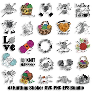 Knitting svg Crochet svg Yarn svg cut files for Cricut Silhouette Yarn clipart Knit svg bundle, Crochet needle clipart, Yarn ball svg