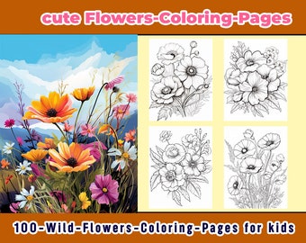 Printable Wild Flowers Coloring Pages – Fun Digital Download Flower Coloring Book for Kids & Adults