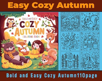 Autumn Coloring Pages: Cozy Creatures, Hygge Moments (PDF Download)
