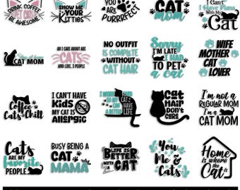 Funny Cat Quotes SVG Bundle: Kitten, Cat Lady Designs (Digital Download)