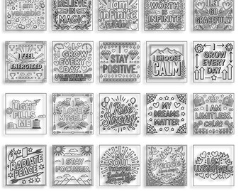 Motivational Quotes Coloring Pages: Positive Affirmations (Digital Download)
