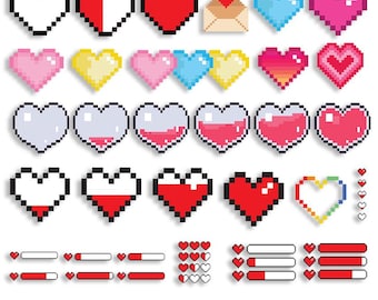 Arquivos SVG Pixel Heart: Clip Art de Gamer Retro (Download Digital)