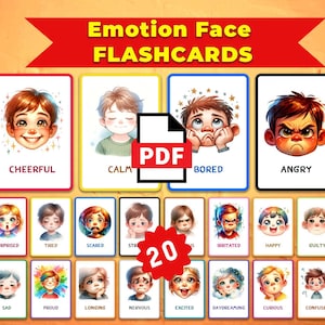 Cartes Visage Émotion • cartes montessori Cartes Flash Cartes Flash Nomenclature Cartes PDF imprimables Cartes préscolaire Jouets FlashcardMatériel éducatif