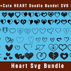 HEART Bundel SVG, HEART Doodle Svg, Hand Drawn Heart Svg,Heart Svg Cut Files For Cricut, Heart Clipart, Valentine Svg & Png