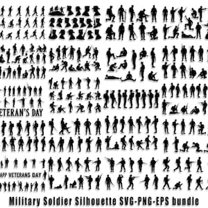 Military Soldier Silhouette SVG Bundle, Soldier Clipart, Military Cut Files, Soldiers Svg, Army Svg, Soldiers Silhouette, Military Svg,Png 3