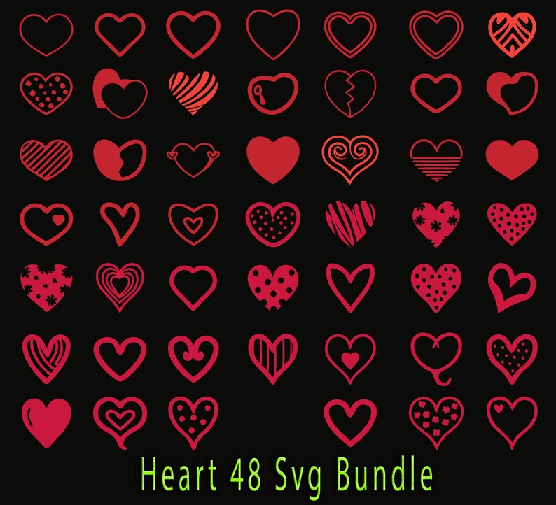 Heart Doodle SVG Bundle: 48 Valentine Cut Files (digital Download) - Etsy