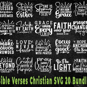 Bible Verse SVG Bundle: Christian Religious Quotes (20 Designs) (Digital Download)