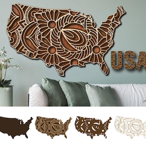 Fichier svg AI découpé au laser de carte de 60 pays, vecteur Glowforge pour la gravure au laser, carte découpée au laser de tous les pays des États-Unis, Royaume-Uni, modèle de carte découpé au laser Svg Ai