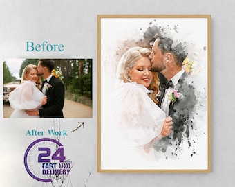 Custom Watercolor Portrait from Photo: Hand-Drawn Family Gift (Digital Download)