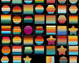Vintage Retro Sunset PNG EPS Bundle: T-Shirt Designs (Digital Download)