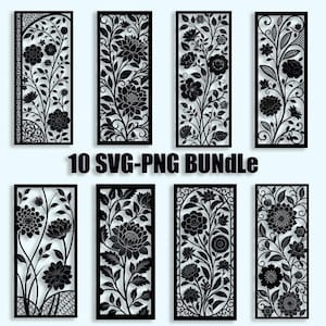 Paquete SVG de patrones florales, paquete de diseño vectorial floral para Cricut, Silhouette, corte láser: PNG, SVG, EPS incluidos