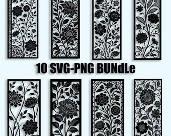 花柄 SVG バンドル、Cricut、シルエット、レーザーカット用の花柄ベクター デザイン パック - PNG、SVG、EPS を含む