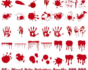 Blood Drip SVG Bundle, Halloween Splatter Clipart (PNG, EPS)