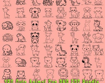 Schattige dieren SVG-bundel, Safari & Farm-clipart (digitale download)