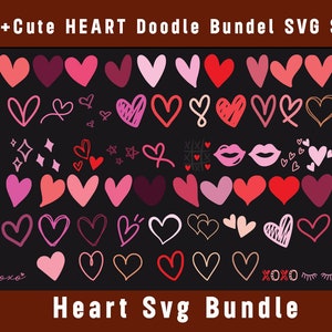 Heart Doodle SVG Bundle: Hand-Drawn Valentine Clipart (SVG & PNG)